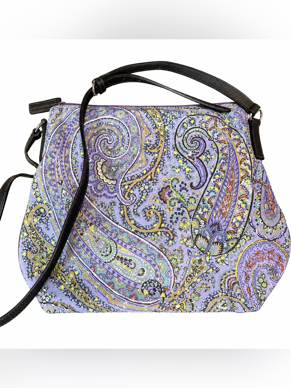 Etro Lavender Paisley Crossbody with Dark Brown Strap